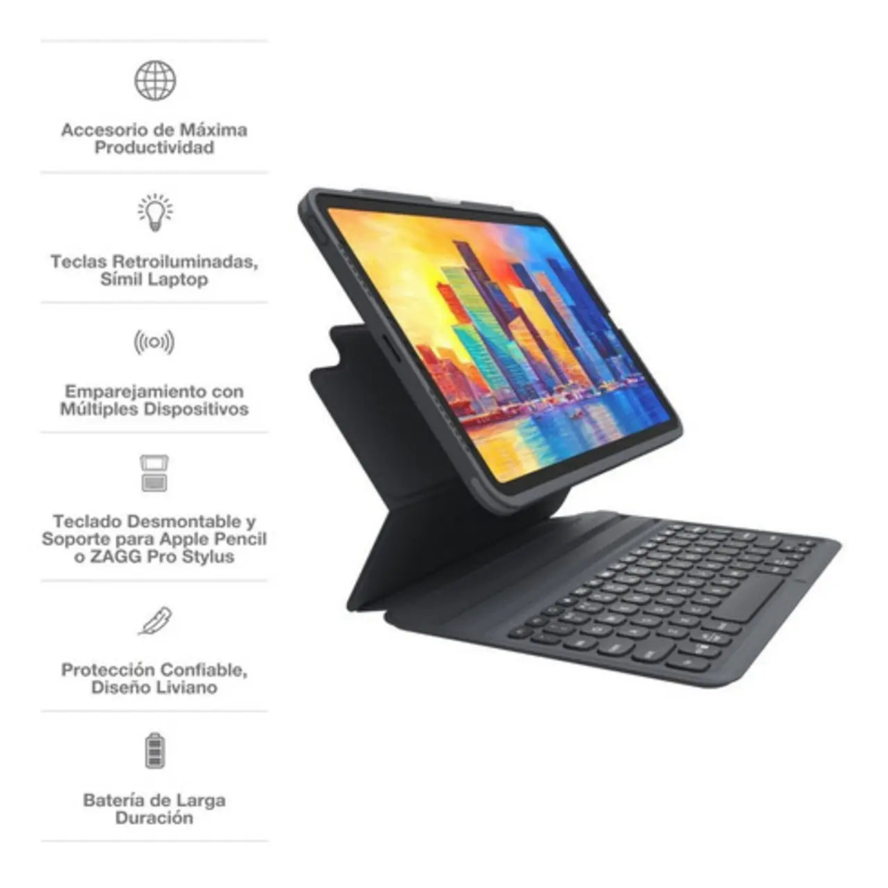 Combo Teclado con funda Pro Keys  para iPad 10a Gen + Lápiz Stylus 2