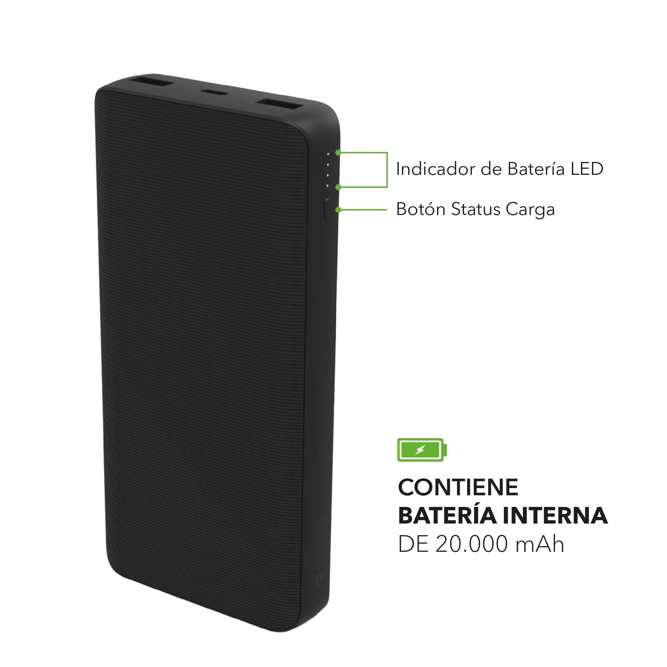 Batería portátil power boost de 20.000 mAh puertos USB-C y USB-A